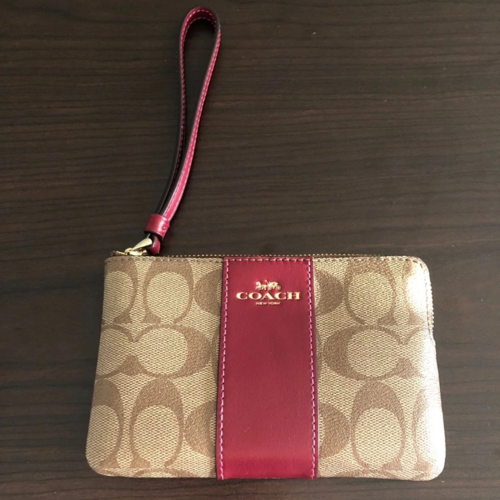 Coach wristlet dark red line